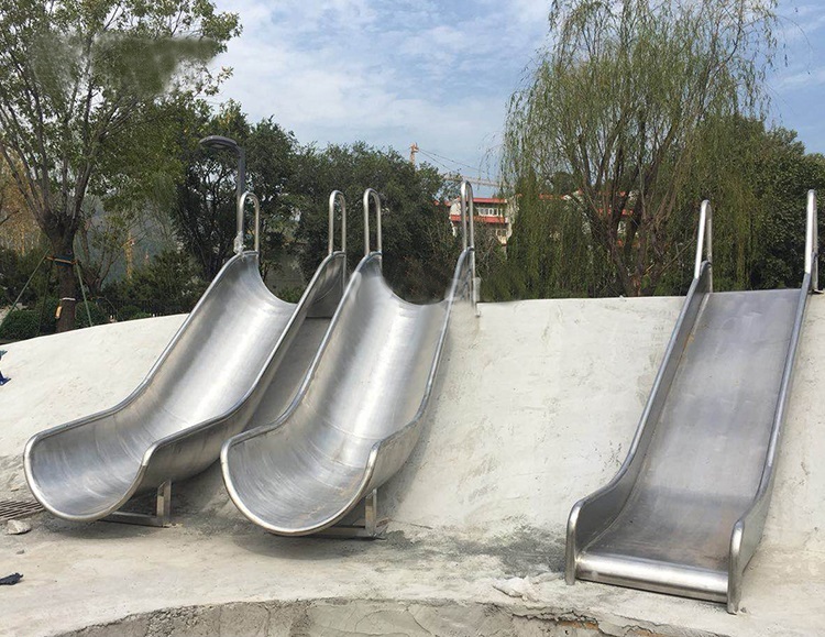 無(wú)動(dòng)力公園非標(biāo)半桶不銹鋼滑梯 可定做公園景區(qū)滑梯